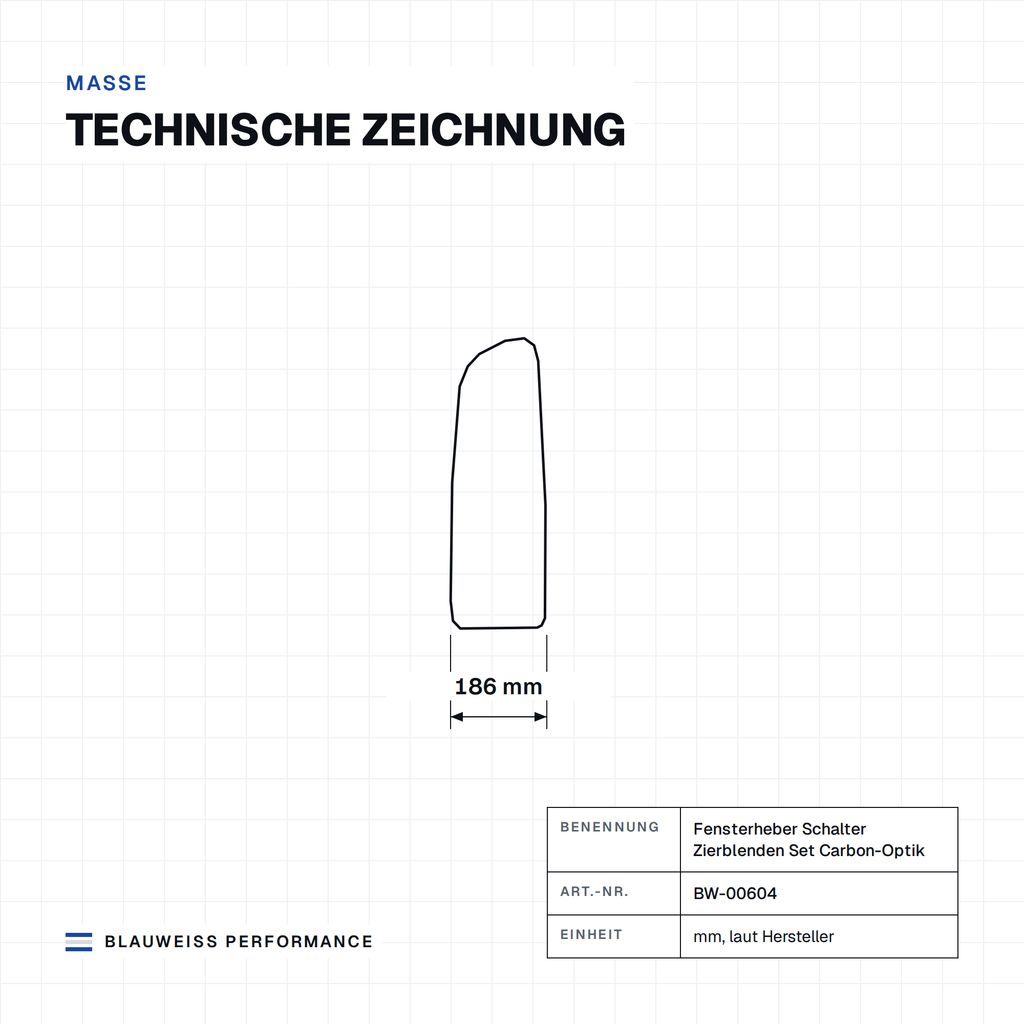 Fensterheber Schalter Zierblenden Set Carbon-Optik passend für BMW 1er E82 E88 – Maße