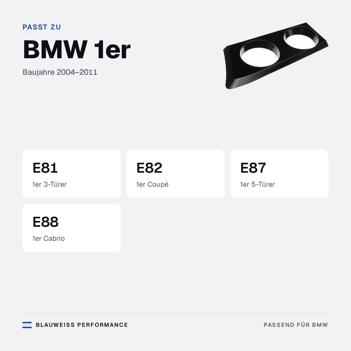 Getränkehalter Abdeckung Mittelkonsole passend für BMW 1er E81 E82 E87 E88 – Passt zu