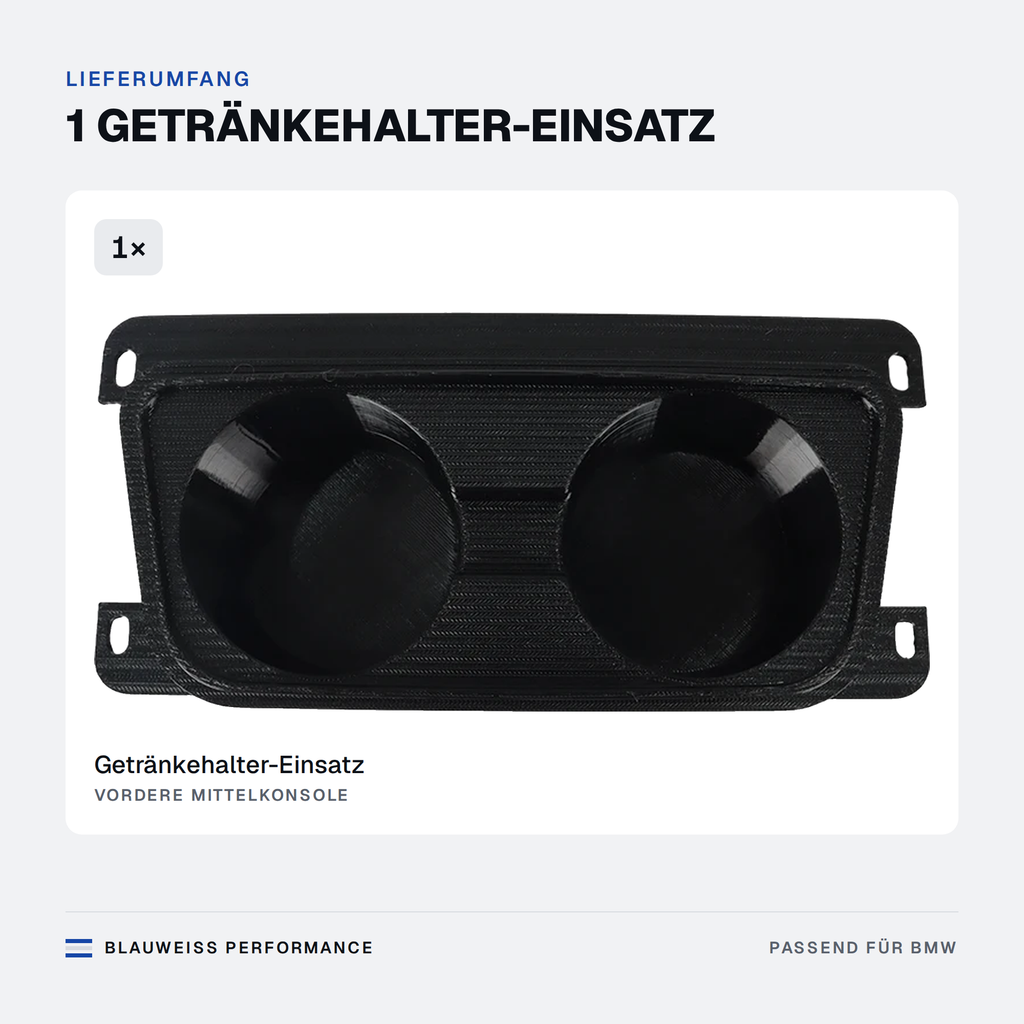 Getränkehalter Einsatz Mittelkonsole passend für BMW 3er E90 E91 E92 E93 – Lieferumfang