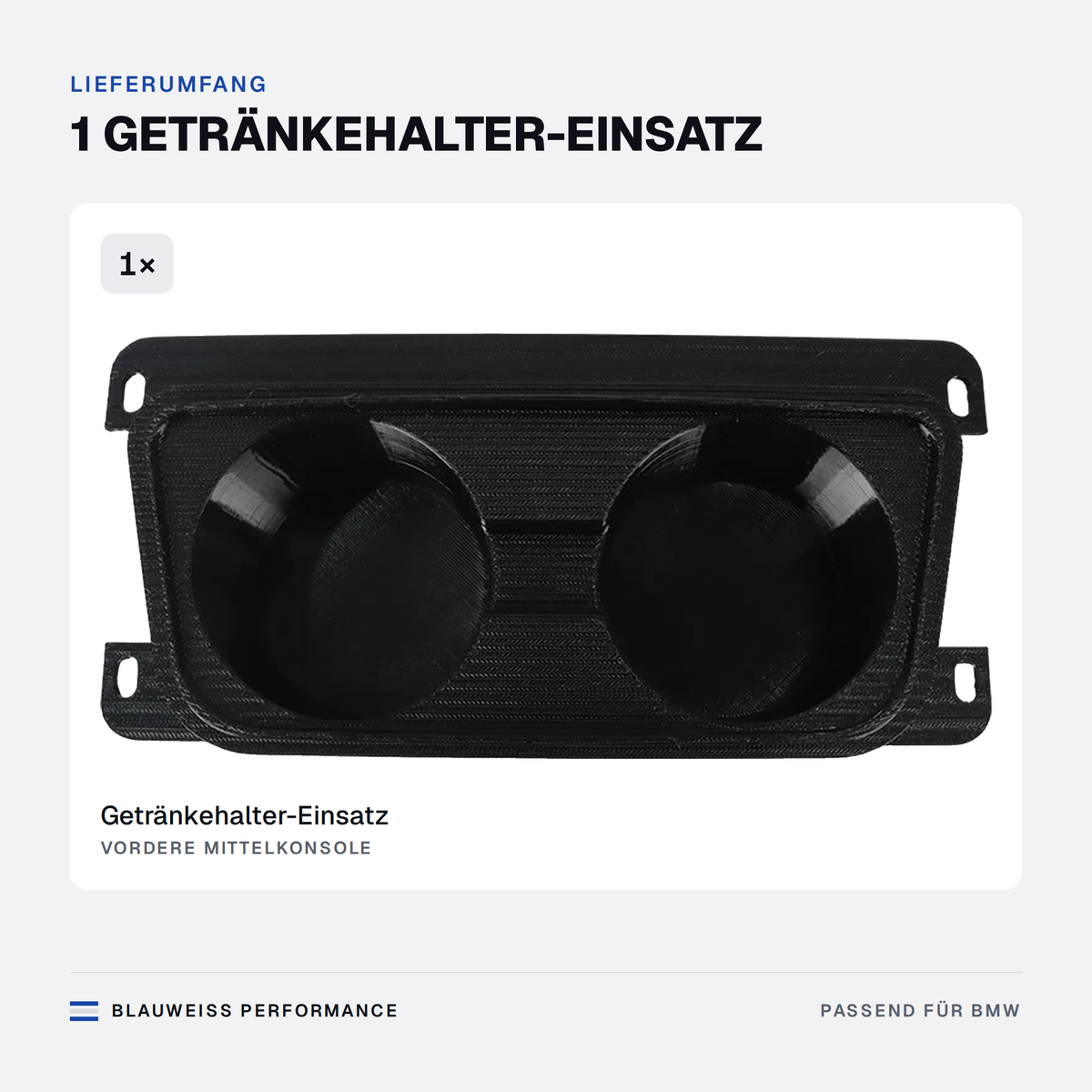 Getränkehalter Einsatz Mittelkonsole passend für BMW 3er E90 E91 E92 E93 – Lieferumfang