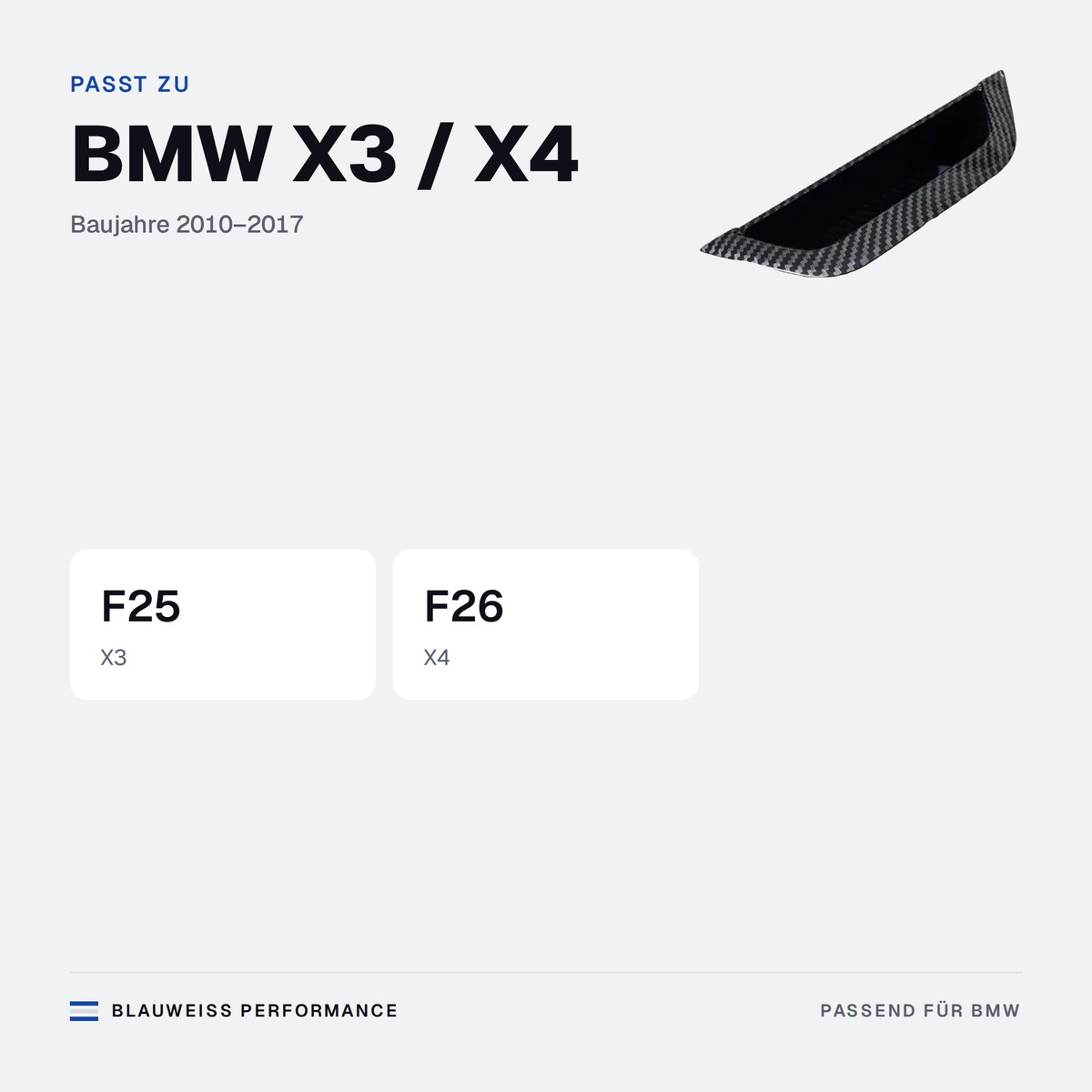 Griffschale Fahrertür Carbon Optik passend für BMW X3 / X4 F25 F26 – Passt zu