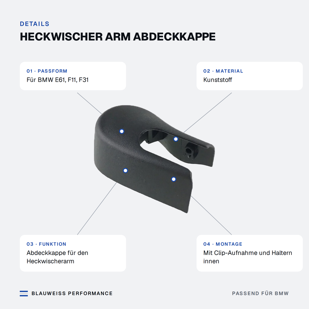 Heckwischer Arm Abdeckkappe passend für BMW 3er / 5er E61 F11 F31 – Merkmale