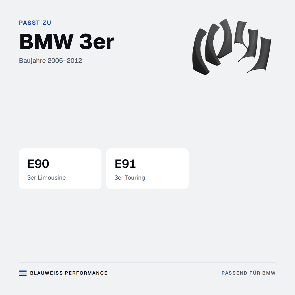 Innen-Türgriff Abdeckung Set 6-teilig passend für BMW 3er E90 E91 – Passt zu