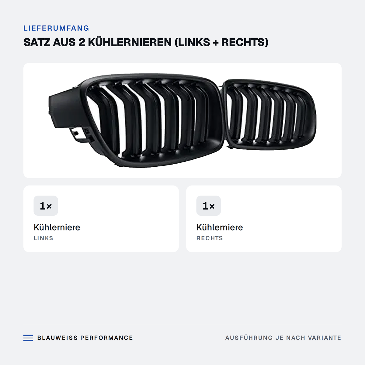 Kühlergrill Nieren Satz passend für BMW 3er F30 – Lieferumfang