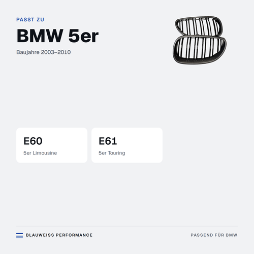 Kühlergrill Nieren Satz passend für BMW 5er E60 E61 – Passt zu