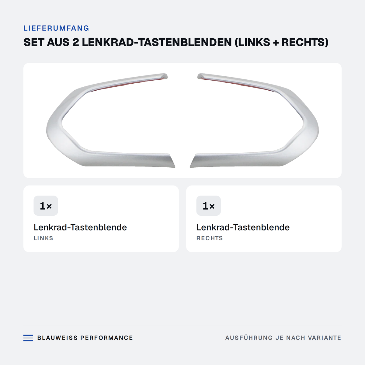 Lenkrad Tastenblende Zierrahmen passend für BMW 1er / 2er / 3er / 4er / X5 / X6 F06 F12 F13 F15 – Lieferumfang