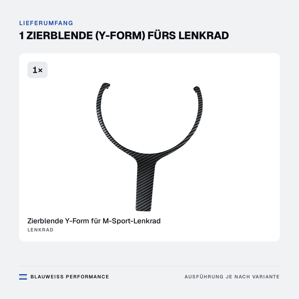 Lenkrad Zierblende M-Sport passend für BMW 1er / 2er / 3er / 4er / 5er / X5 / X6 F06 F10 F12 F13 – Lieferumfang