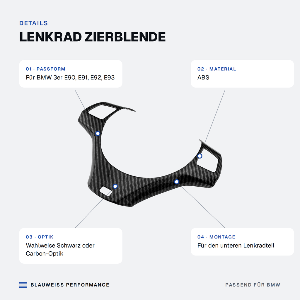 Lenkrad Zierblende passend für BMW 3er E90 E91 E92 E93 – Merkmale