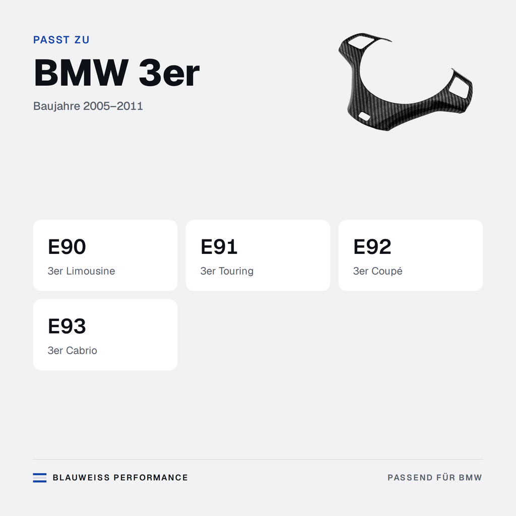 Lenkrad Zierblende passend für BMW 3er E90 E91 E92 E93 – Passt zu