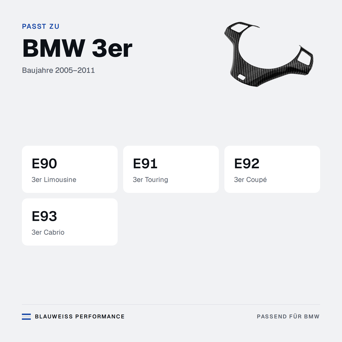 Lenkrad Zierblende passend für BMW 3er E90 E91 E92 E93 – Passt zu