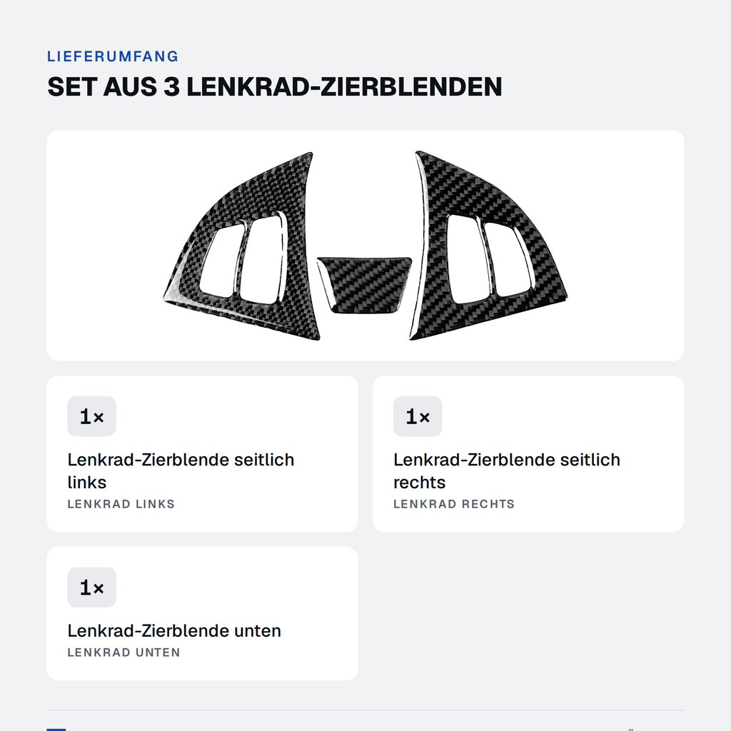 Lenkrad Zierblenden Carbon-Optik passend für BMW X5 / X6 E70 E71 – Lieferumfang