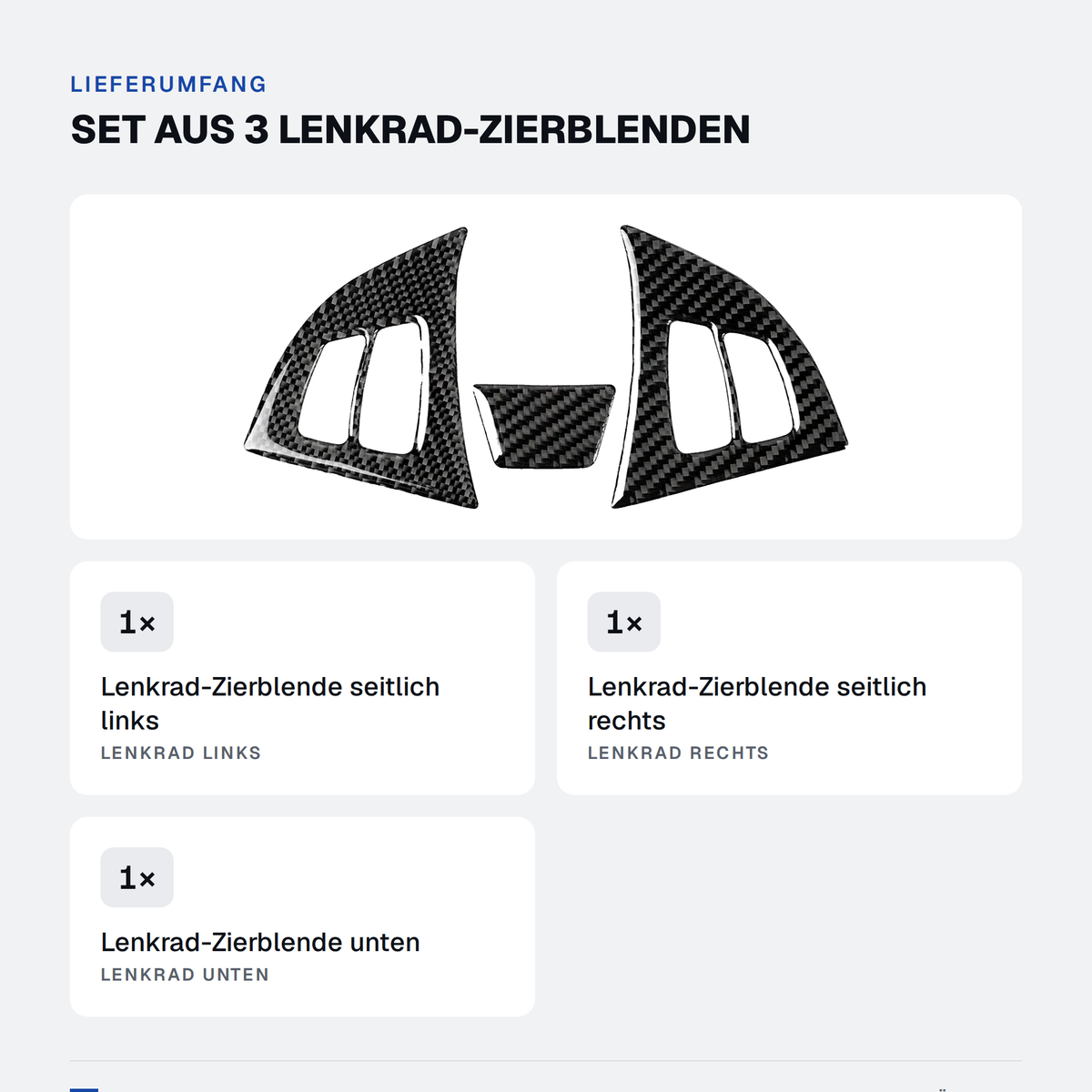 Lenkrad Zierblenden Carbon-Optik passend für BMW X5 / X6 E70 E71 – Lieferumfang