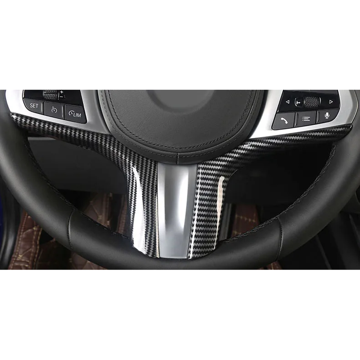 Lenkrad Zierblenden Set Carbon-Optik passend für BMW 3er / 5er / X3 / X4 / X5 F90 G01 G02 G05 – Einbau am Fahrzeug 1