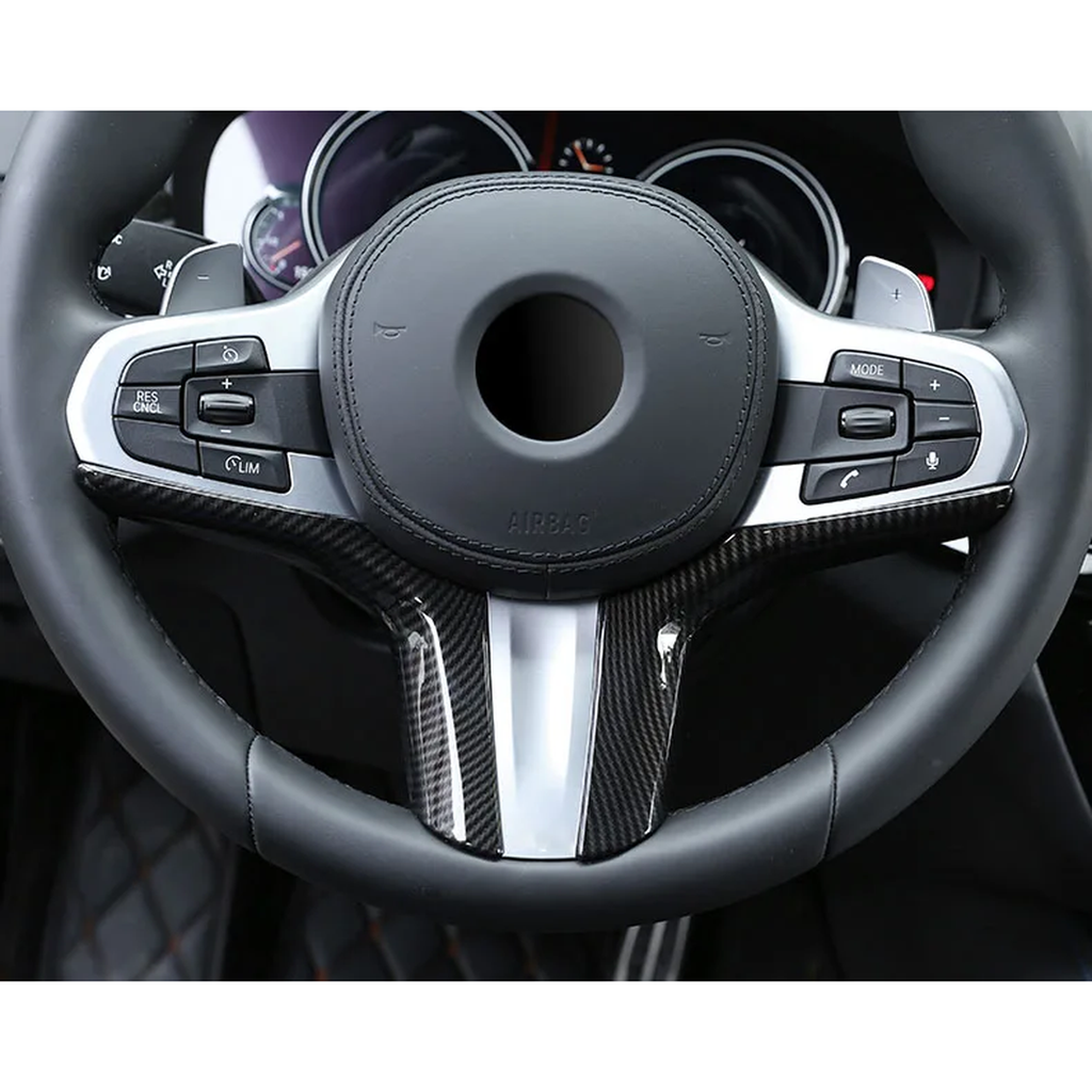 Lenkrad Zierblenden Set Carbon-Optik passend für BMW 3er / 5er / X3 / X4 / X5 F90 G01 G02 G05 – Einbau am Fahrzeug 2