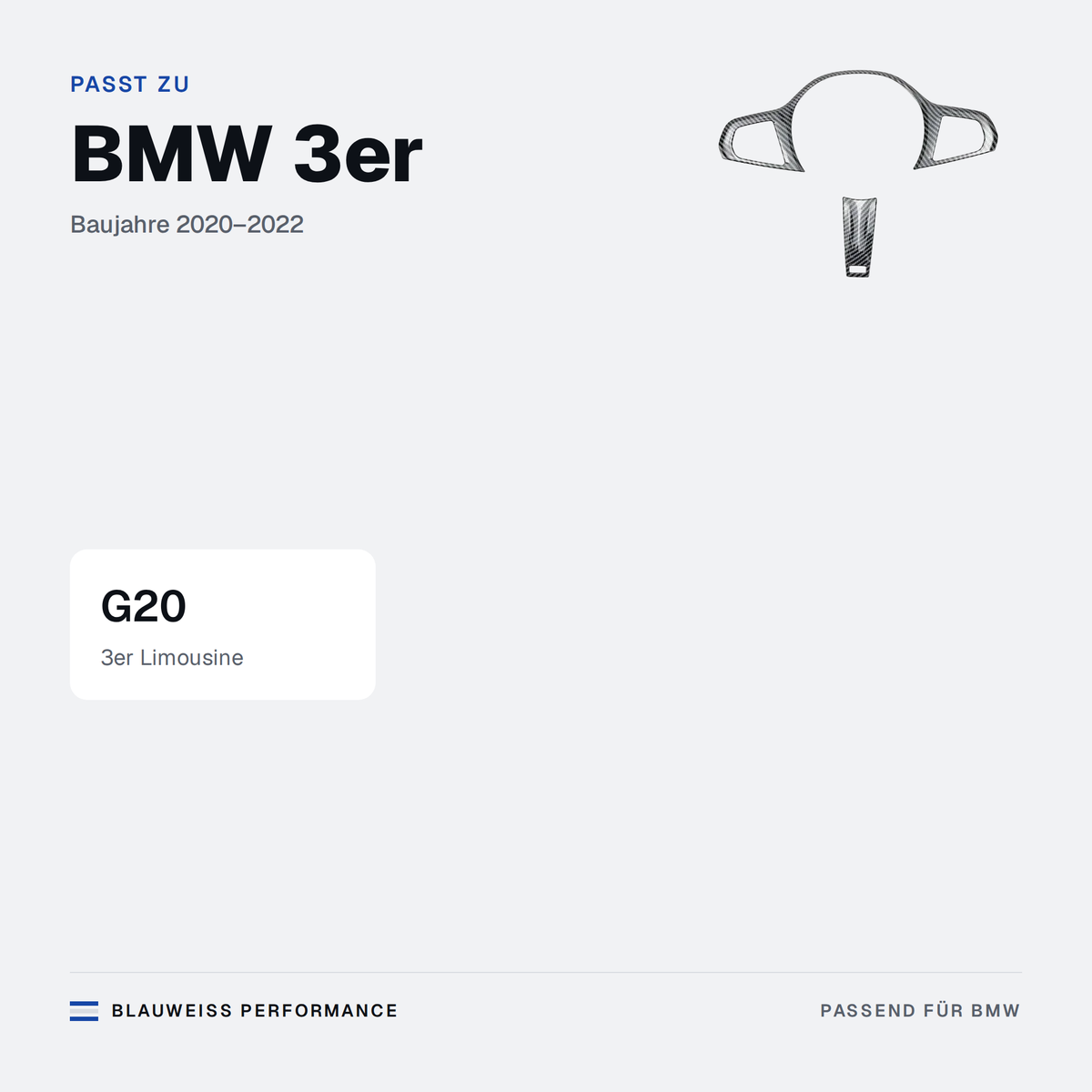 Lenkrad Zierblenden Set Carbon-Optik passend für BMW 3er G20 – Passt zu