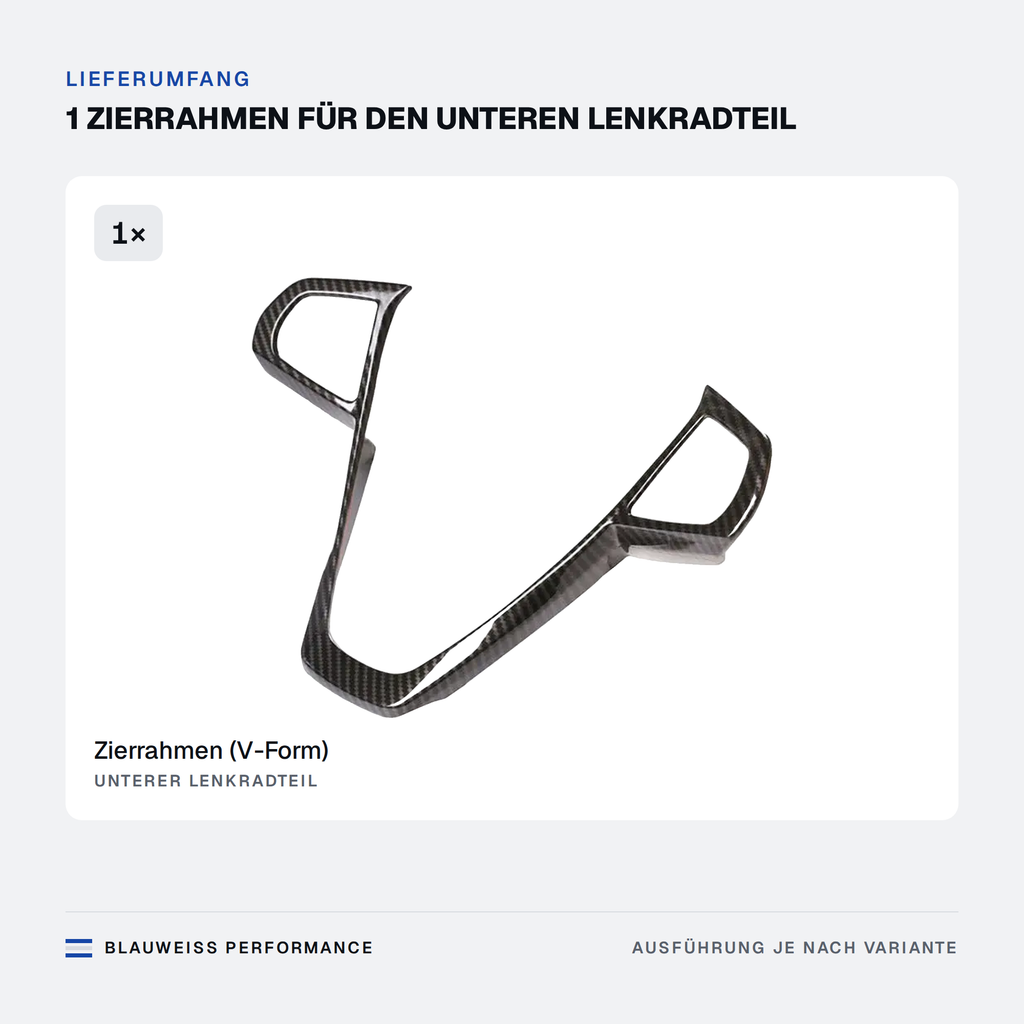 Lenkrad Zierrahmen unten passend für BMW 3er / 5er / 6er / X3 / X5 / X7 G01 G05 G07 G11 – Lieferumfang