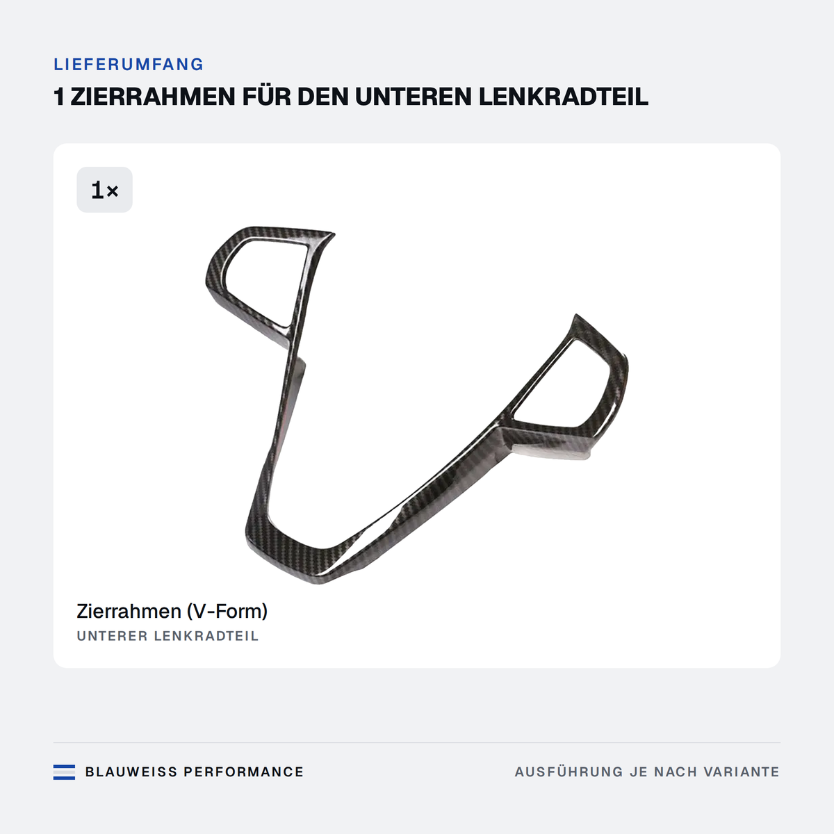 Lenkrad Zierrahmen unten passend für BMW 3er / 5er / 6er / X3 / X5 / X7 G01 G05 G07 G11 – Lieferumfang
