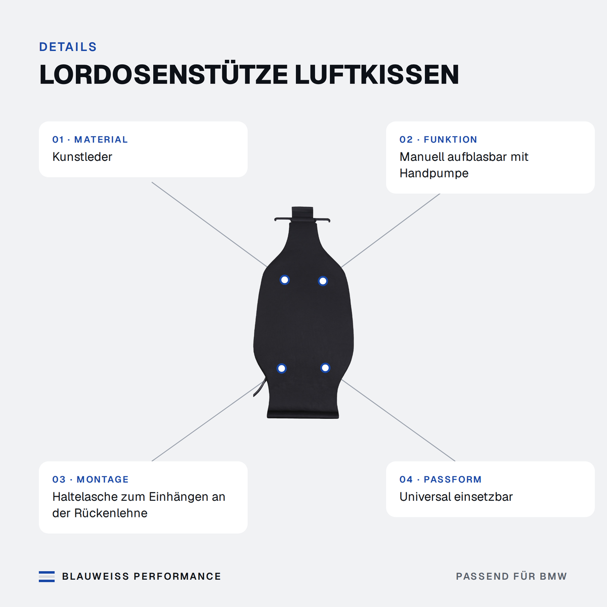 Lordosenstütze Luftkissen – Merkmale