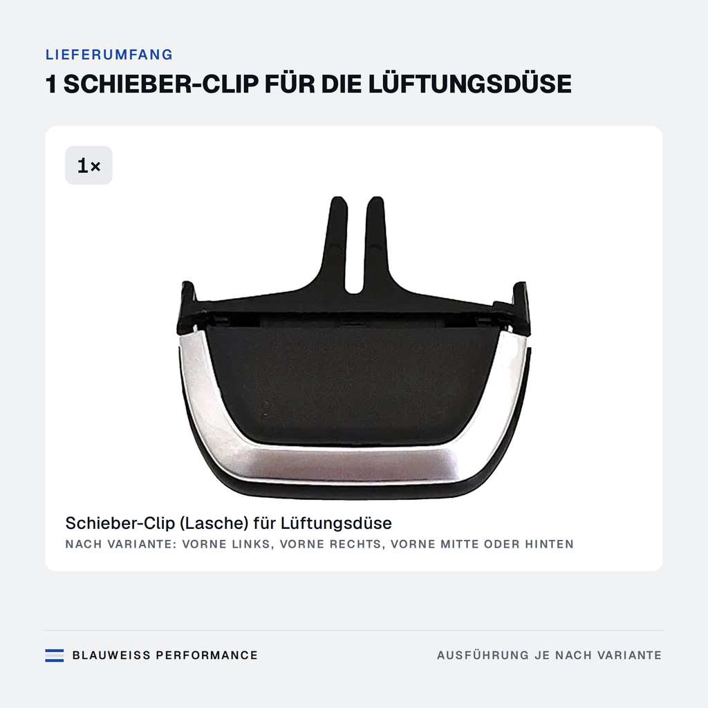Lüftungsdüse Schieber Clip passend für BMW 5er G30 G31 G38 – Lieferumfang