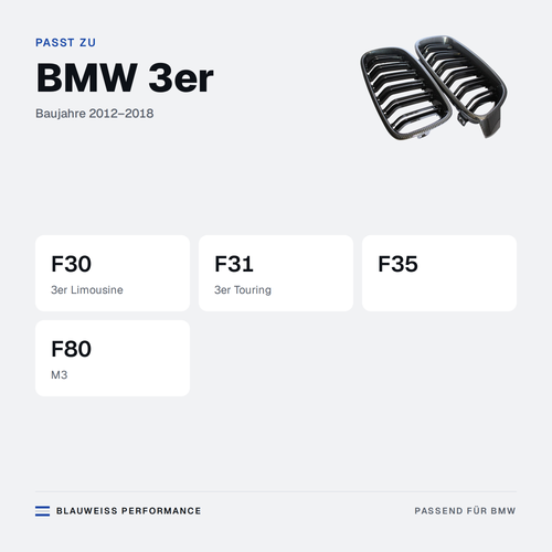 Nierengrill Frontstoßstange passend für BMW 3er F30 F31 F35 F80 – Passt zu