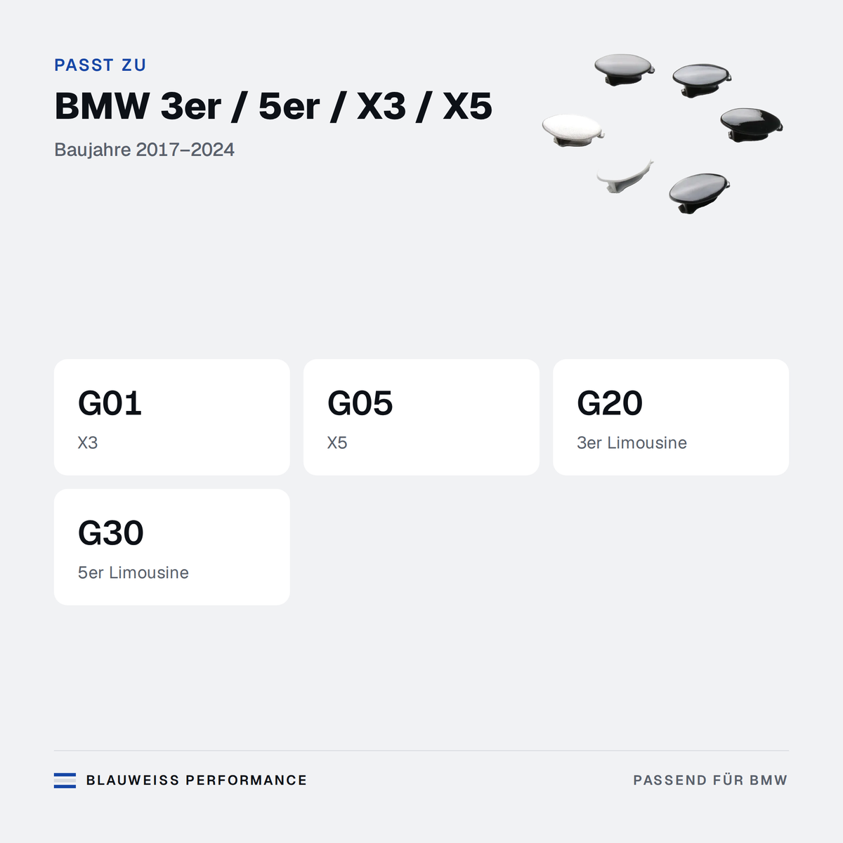 Schlüsselloch Abdeckkappe passend für BMW 3er / 5er / X3 / X5 G01 G05 G20 G30 – Passt zu